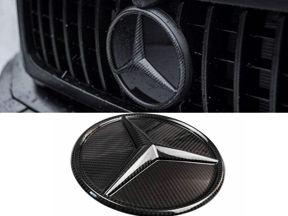 Carbon Fiber Front Grill Star Style Grille Badge Logo Emblem for Mercedes-Benz W463A G-Class G-Wagon